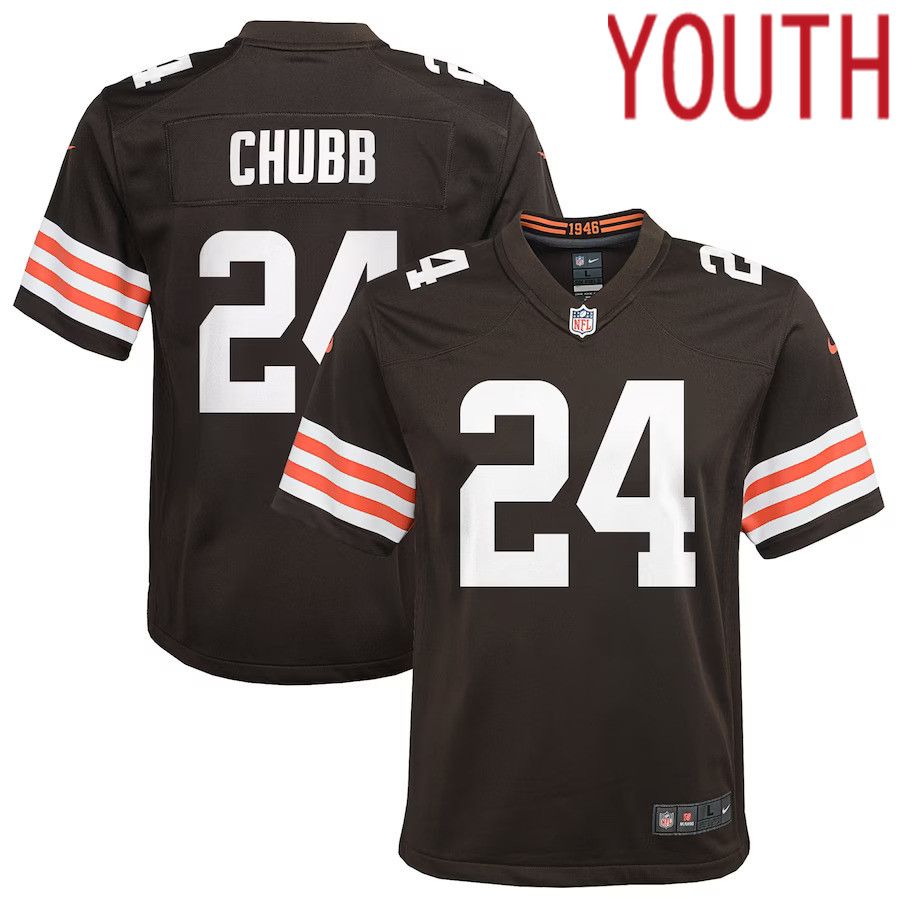 Youth Cleveland Browns #24 Nick Chubb Nike Brown Game NFL Jersey